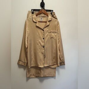 In Bloom Gold Satin Pajama Set